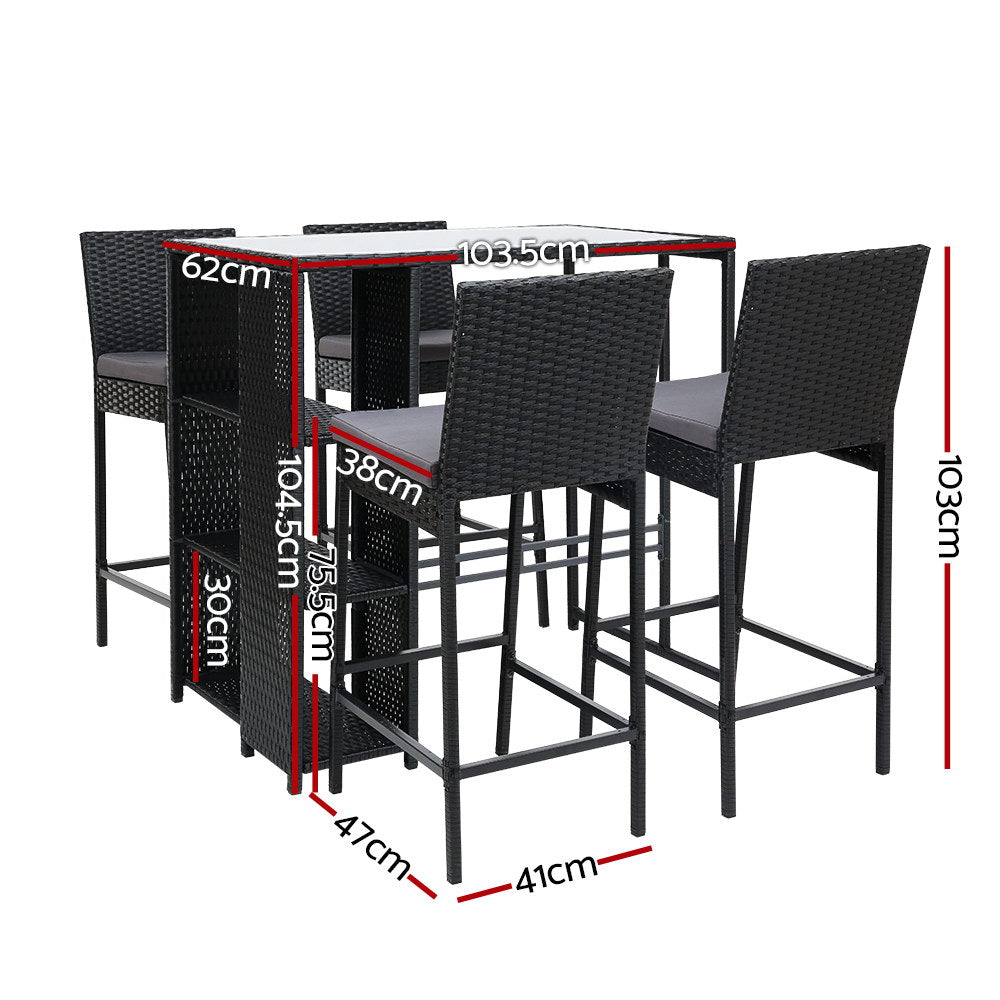 Outdoor Bar Table & Stools Set 5PCS