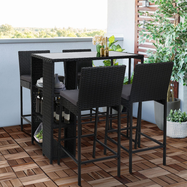 Outdoor Bar Table & Stools Set 5PCS