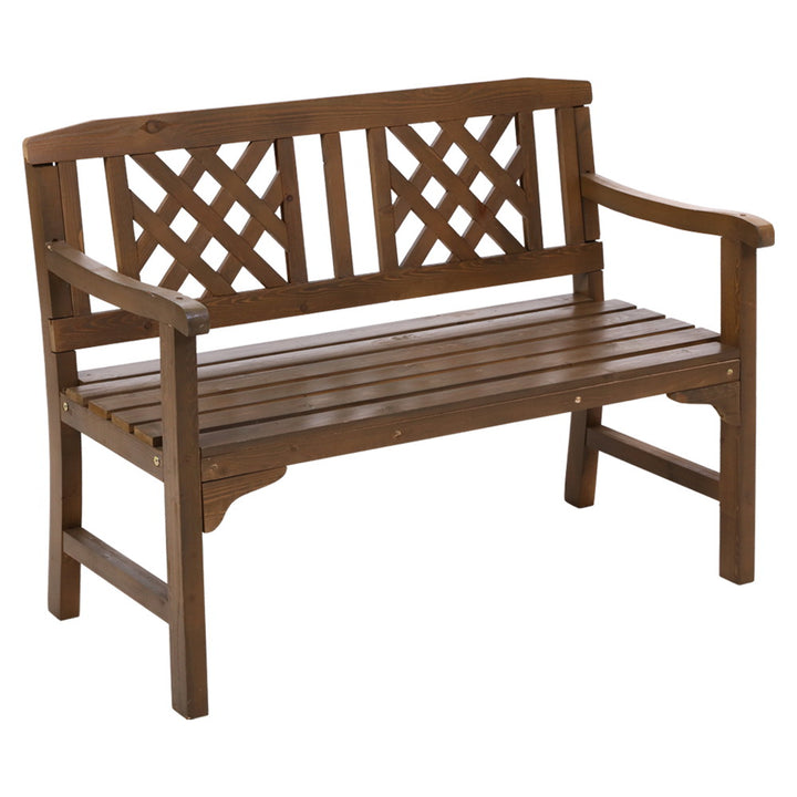 Wooden Garden Bench 2 Seat Natural