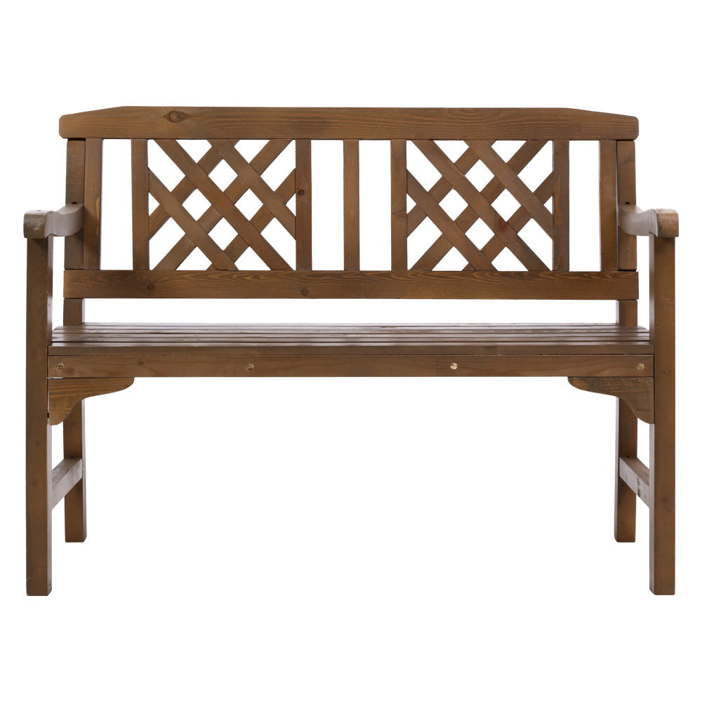 Wooden Garden Bench 2 Seat Natural