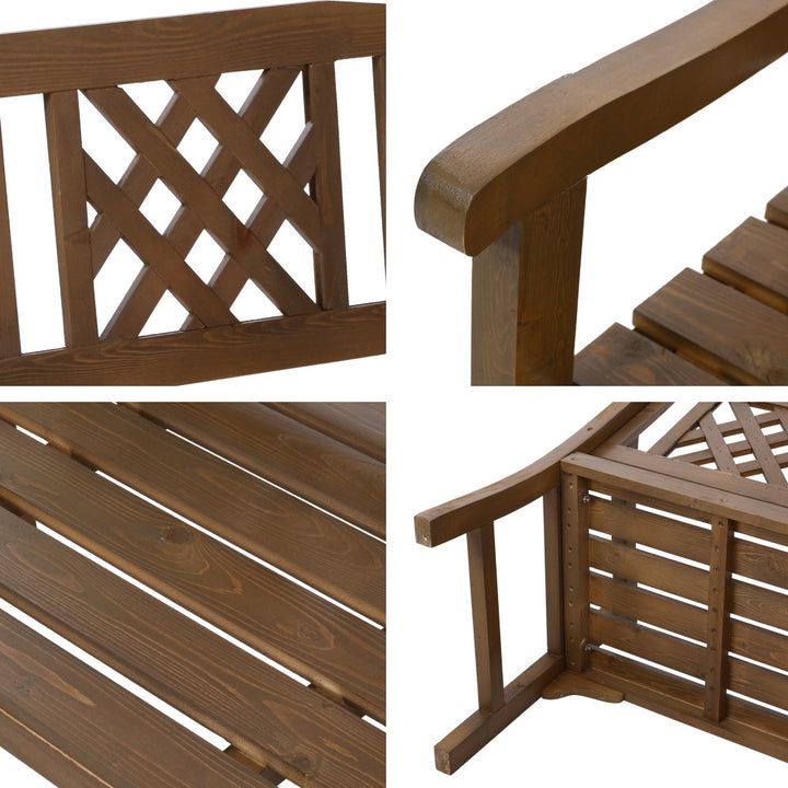 Wooden Garden Bench 2 Seat Natural