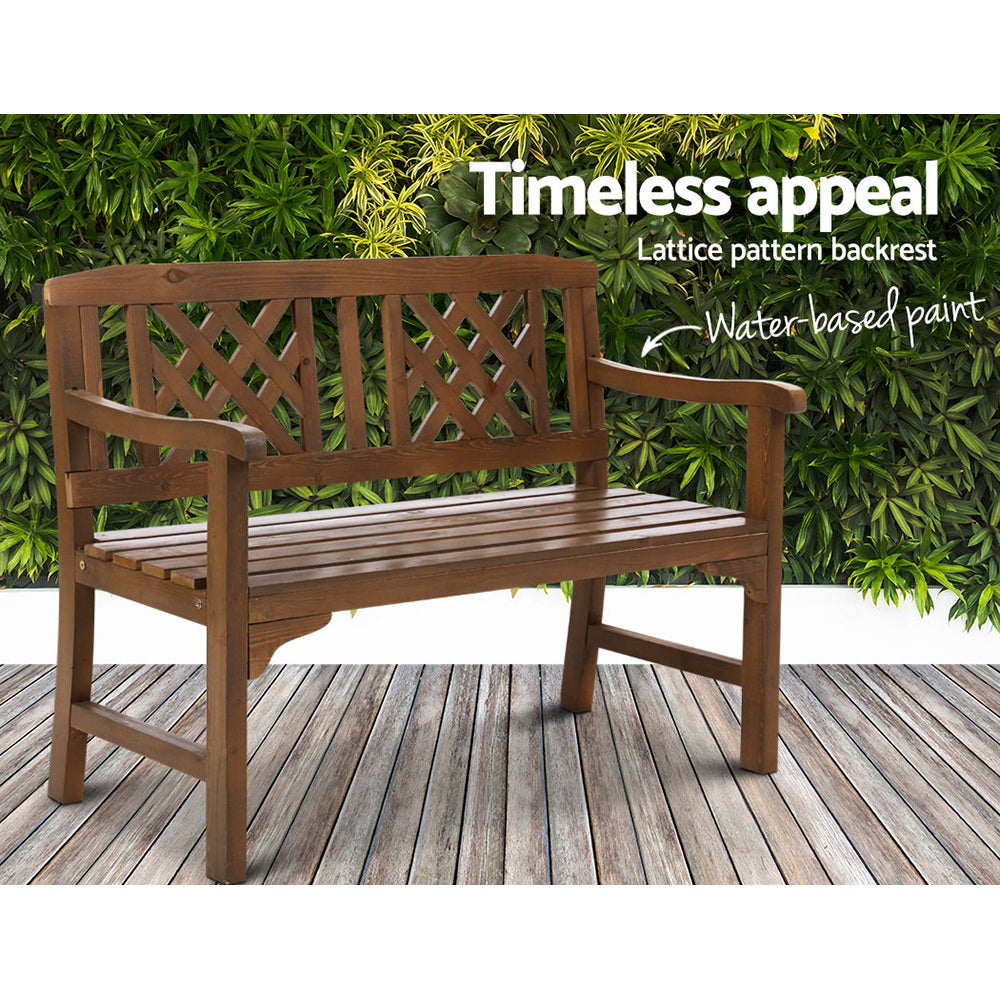 Wooden Garden Bench 2 Seat Natural