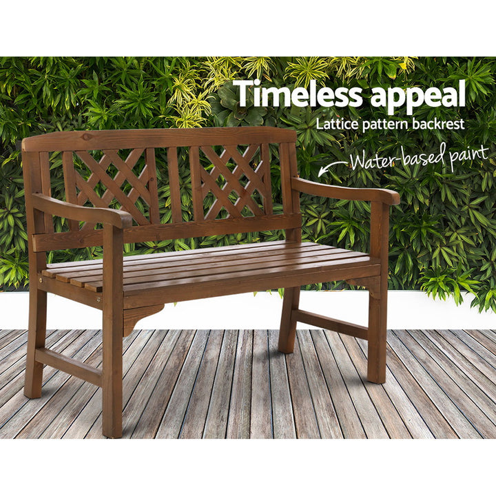 Wooden Garden Bench 2 Seat Natural