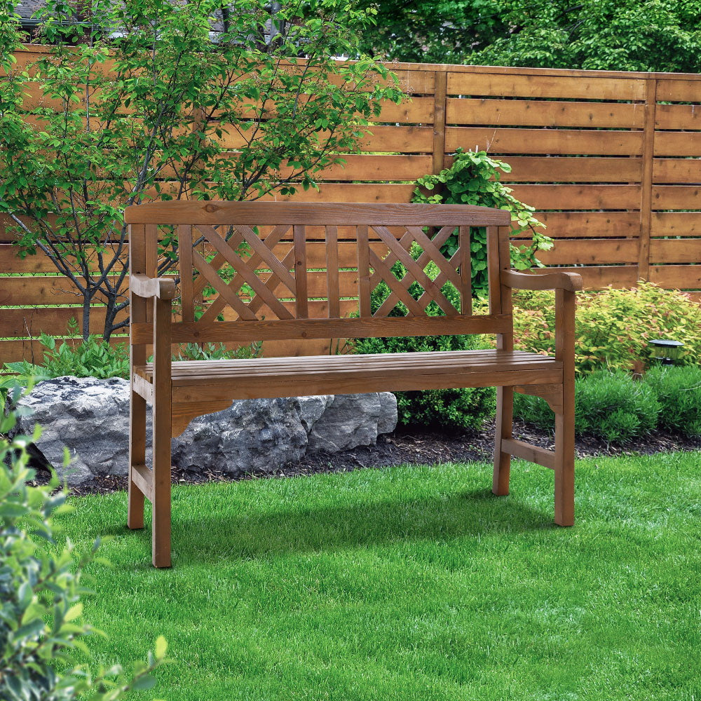 Wooden Garden Bench 2 Seat Natural