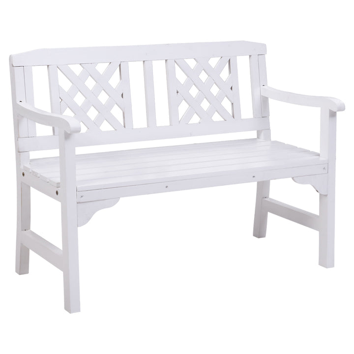 White Wooden Garden Bench 2 Seat
