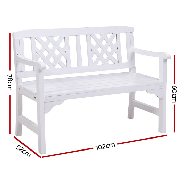 White Wooden Garden Bench 2 Seat