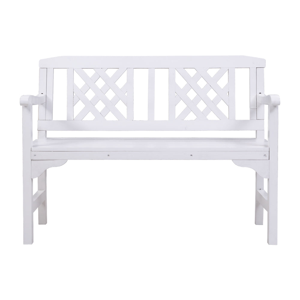 White Wooden Garden Bench 2 Seat