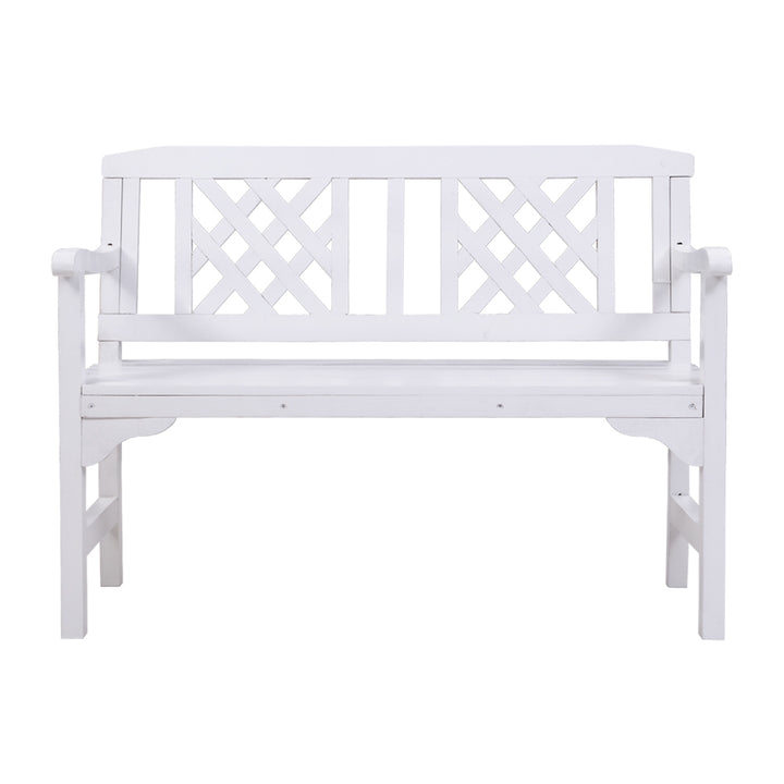White Wooden Garden Bench 2 Seat