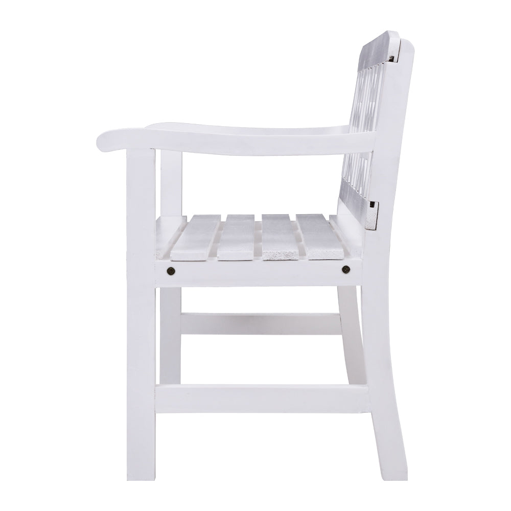 White Wooden Garden Bench 2 Seat