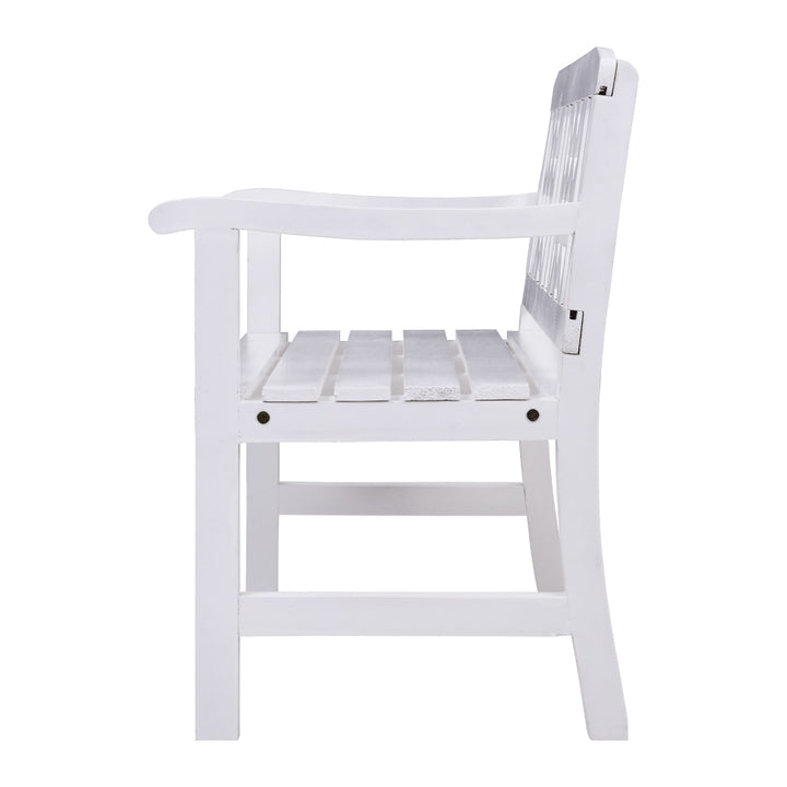 White Wooden Garden Bench 2 Seat