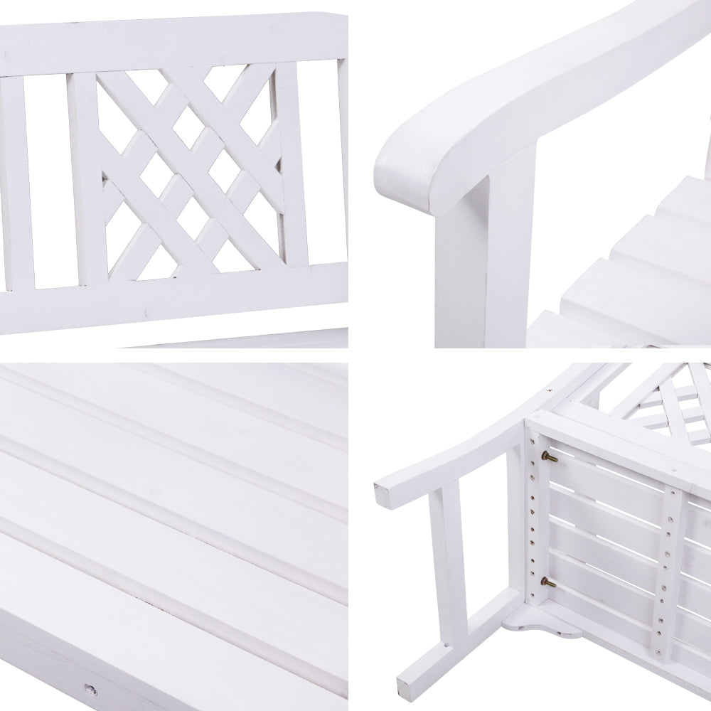 White Wooden Garden Bench 2 Seat