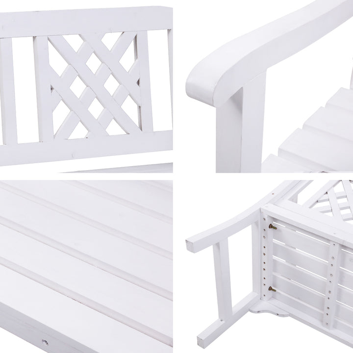 White Wooden Garden Bench 2 Seat