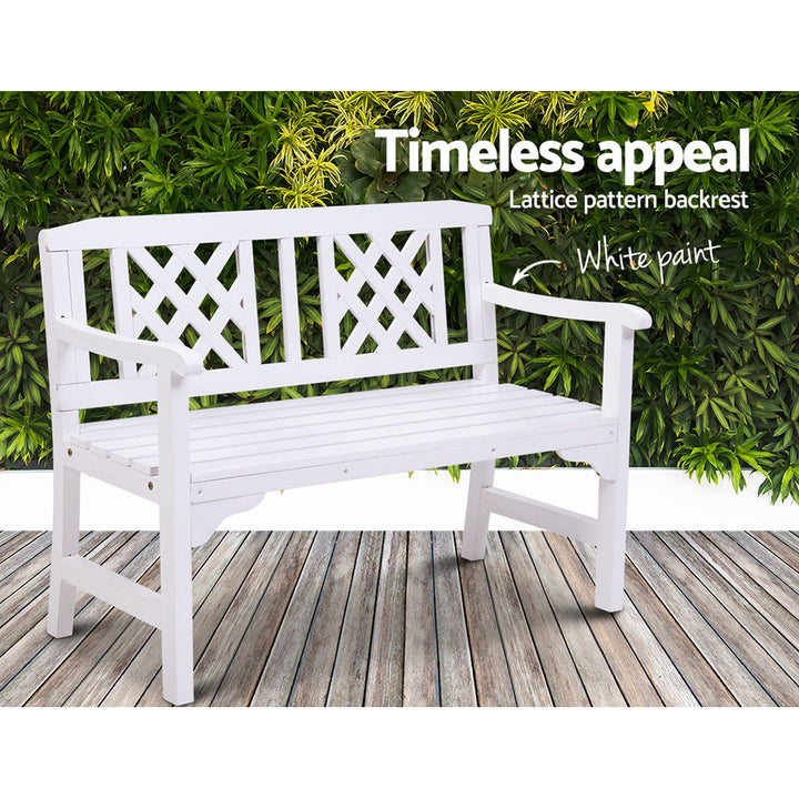 White Wooden Garden Bench 2 Seat
