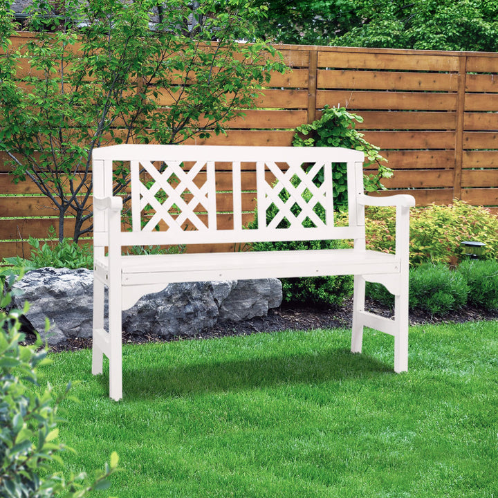 White Wooden Garden Bench 2 Seat