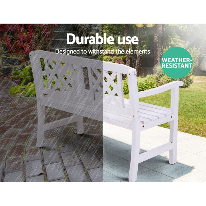 White Wooden Garden Bench 2 Seat