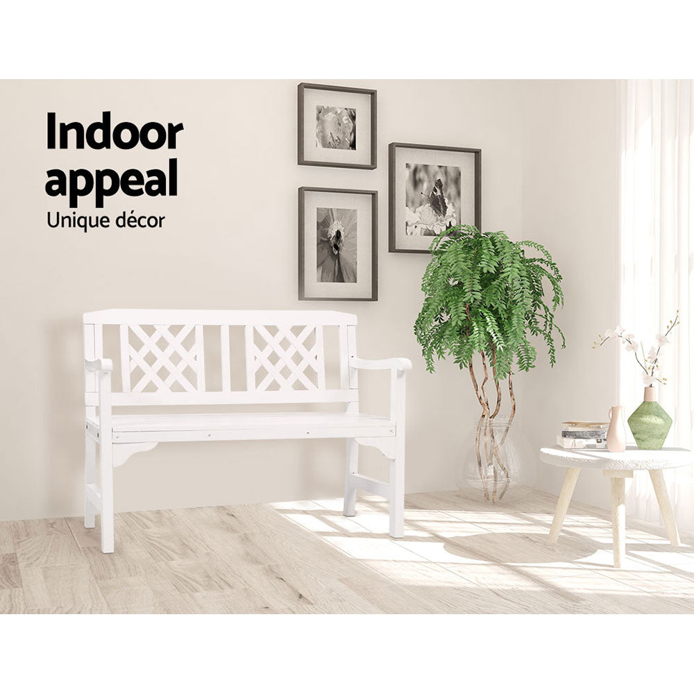 White Wooden Garden Bench 2 Seat