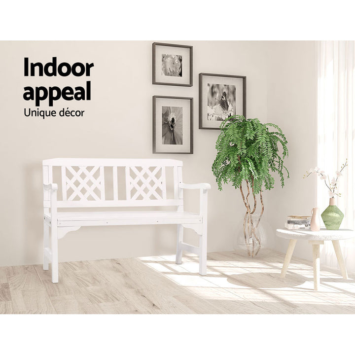 White Wooden Garden Bench 2 Seat