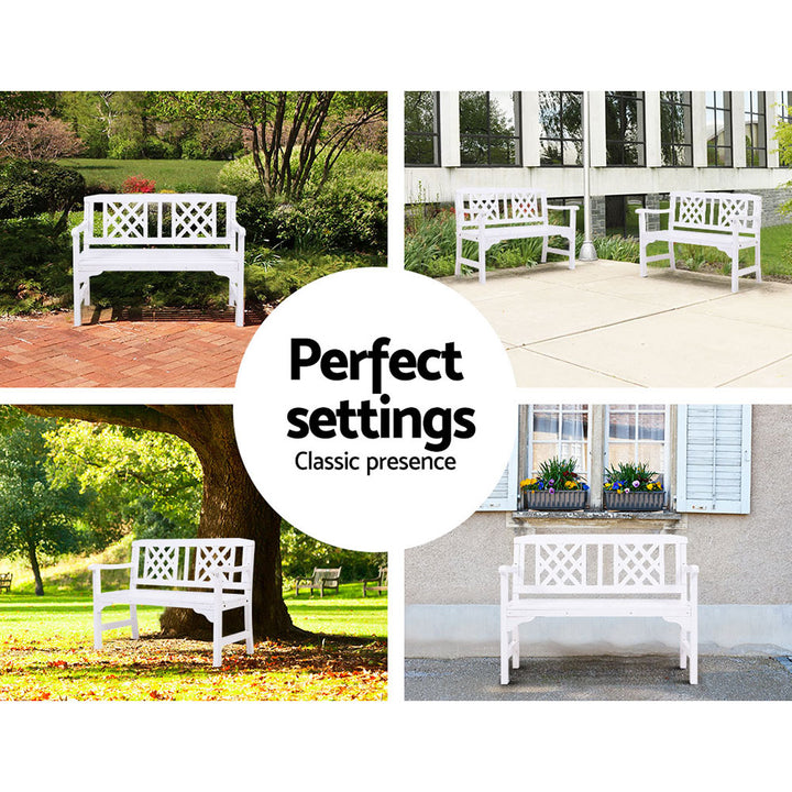 White Wooden Garden Bench 2 Seat
