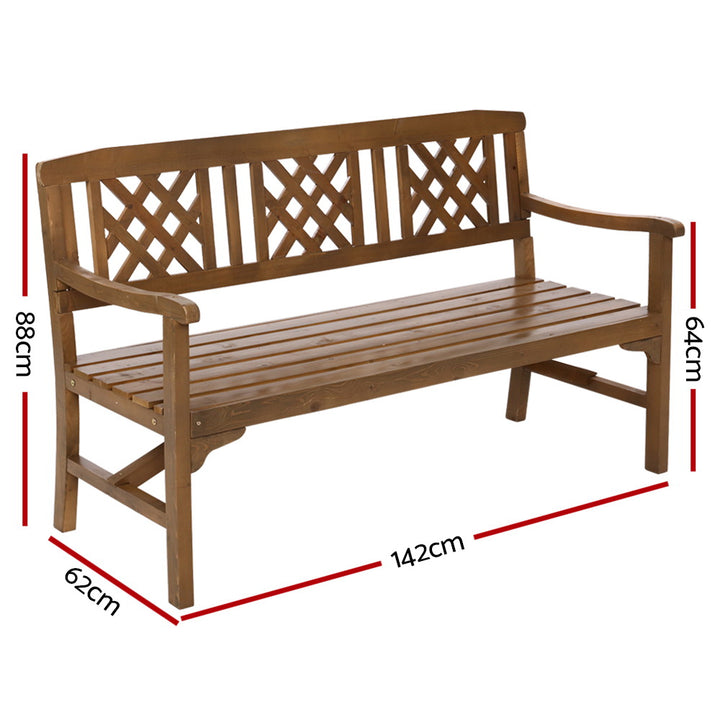 Wooden Garden Bench 3 Seat with Natural Finish