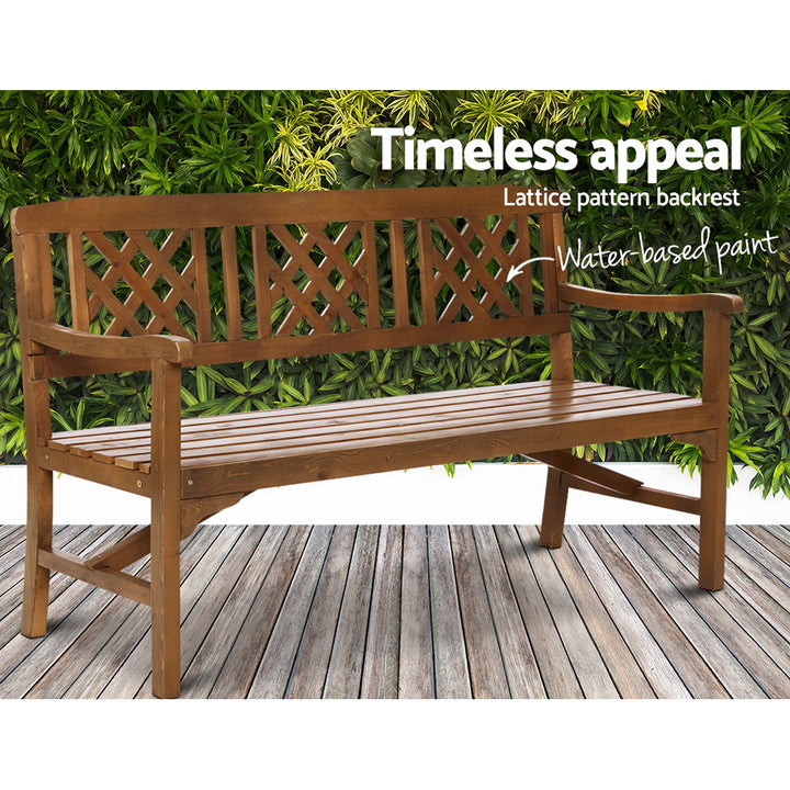 Wooden Garden Bench 3 Seat with Natural Finish