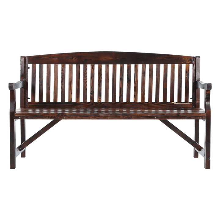 Wooden Garden Bench - Dark Stain - 3 Seater