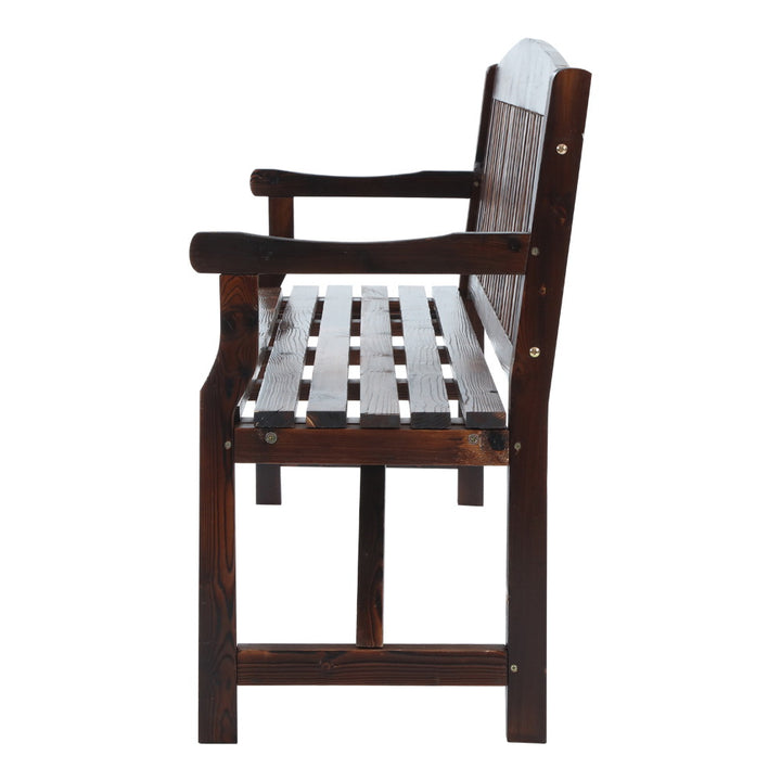 Wooden Garden Bench - Dark Stain - 3 Seater