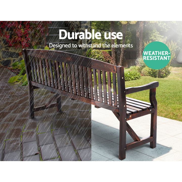 Wooden Garden Bench - Dark Stain - 3 Seater