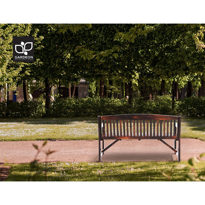 Wooden Garden Bench - Dark Stain - 3 Seater