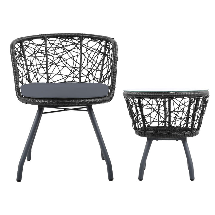 3pc Bistro Outdoor Chair & Table Set - Black