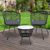 3pc Bistro Outdoor Chair & Table Set - Black