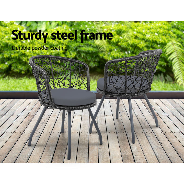 3pc Bistro Outdoor Chair & Table Set - Black