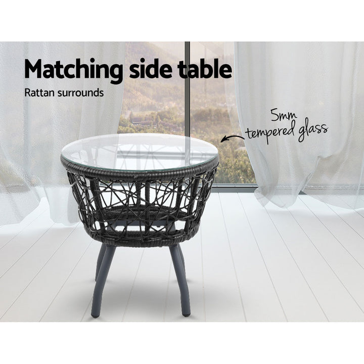 3pc Bistro Outdoor Chair & Table Set - Black