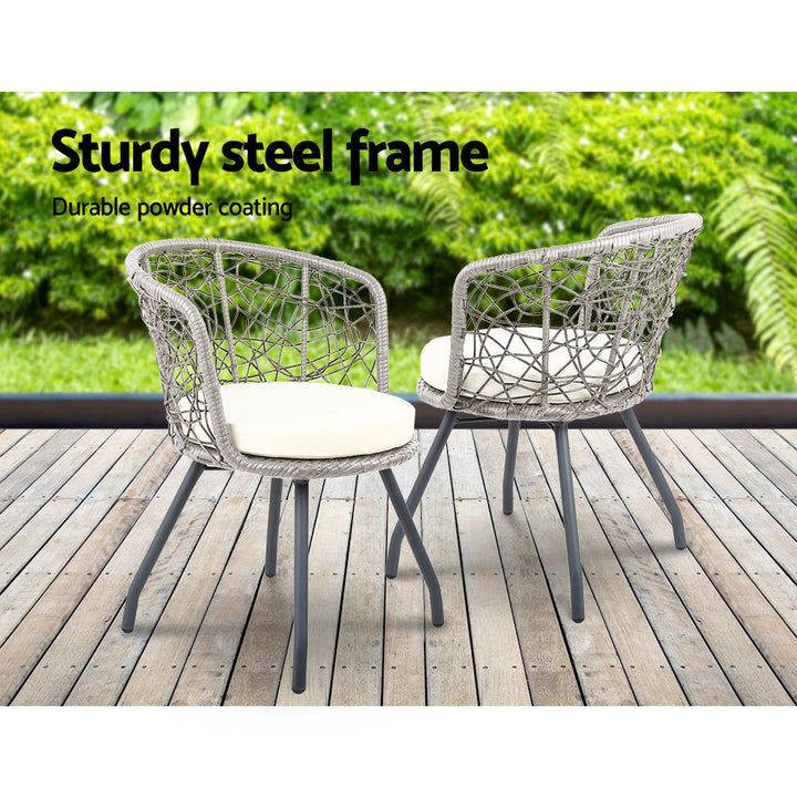 Wicker Patio Bistro Set - Grey