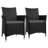 x2 Idris Outdoor Chairs - Wicker with Grey Cushion