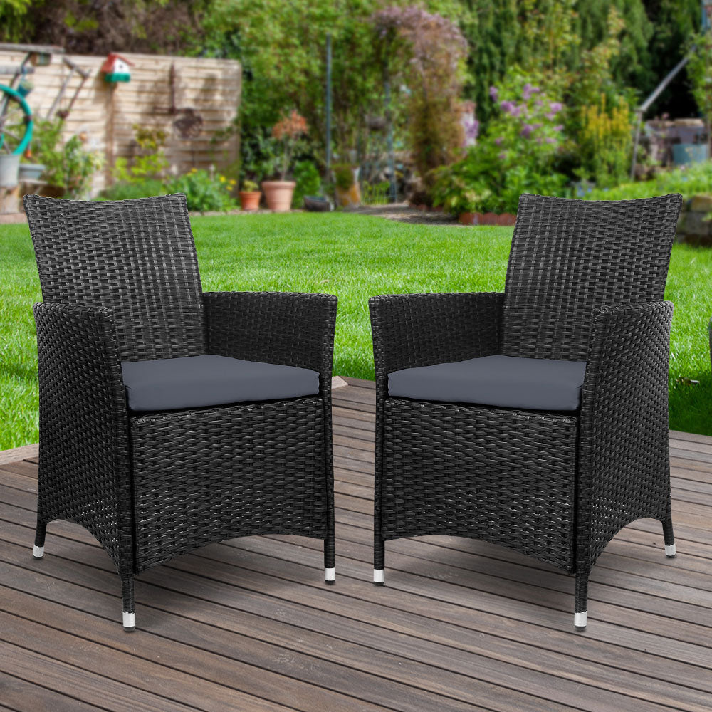 Set of 2 Idris Outdoor Chairs Dining Wicker Garden Cushion Gardeon