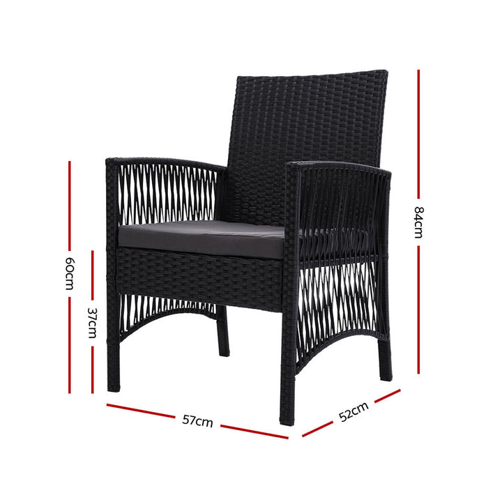 Outdoor Furniture Set of 2 Dining Chairs Wicker Garden Patio Cushion Black Gardeon - The  Best Backyard