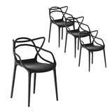 Outdoor Dining Chairs - Set of 4 - Stackable- Black