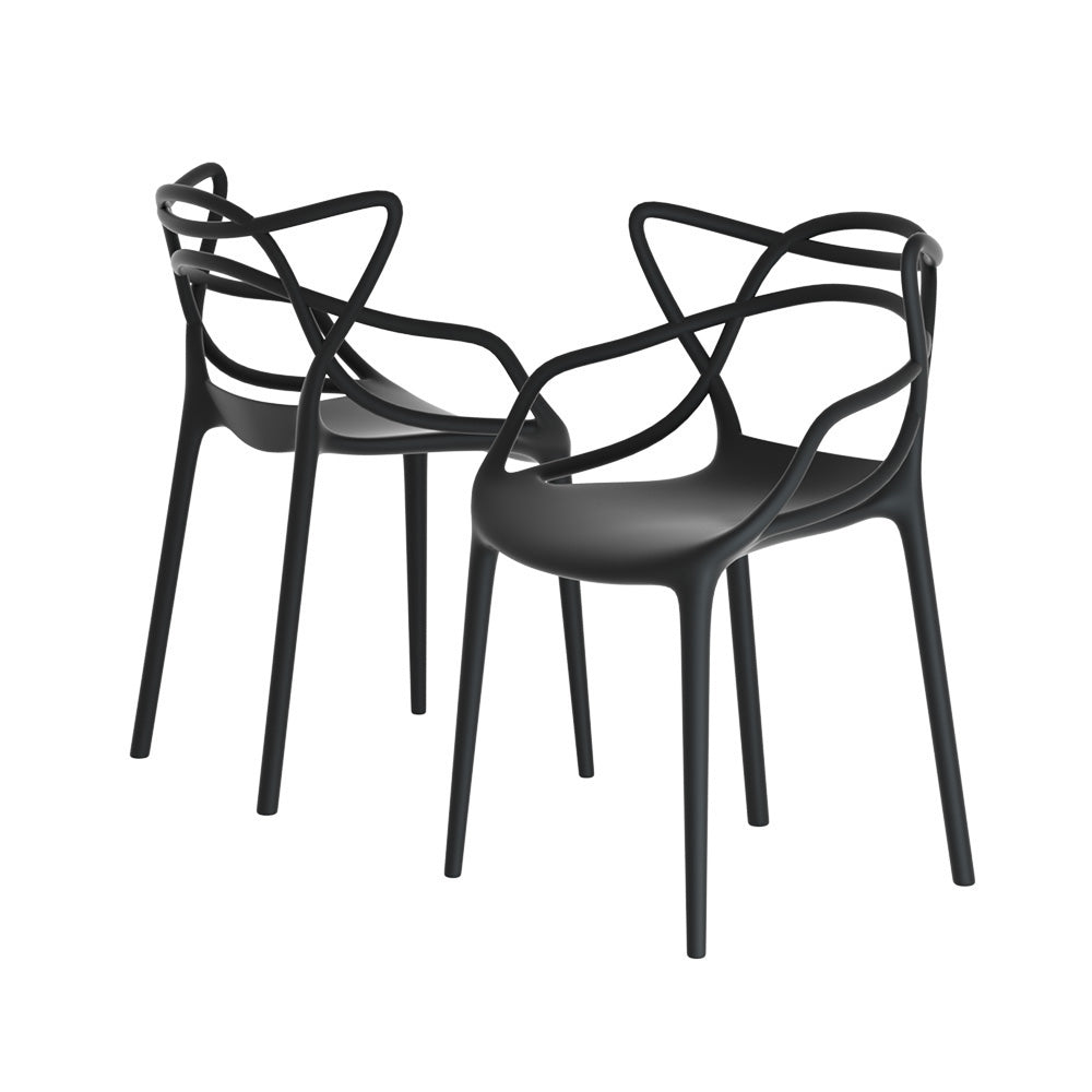PP Outdoor Dining Chairs X4 Stackable- Black