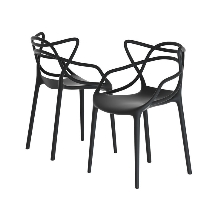 PP Outdoor Dining Chairs X4 Stackable- Black