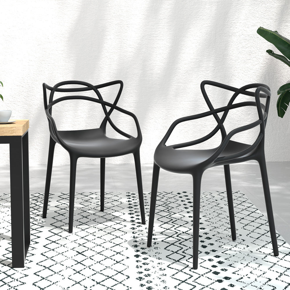 PP Outdoor Dining Chairs X4 Stackable- Black