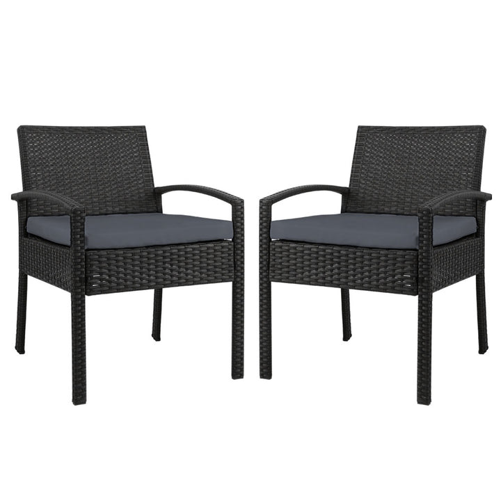 Gardeon Outdoor Furniture Dining Chairs Wicker Cushion Black x2