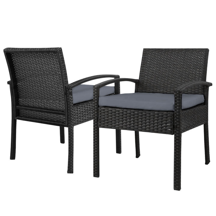 Gardeon Outdoor Furniture Dining Chairs Wicker Cushion Black x2