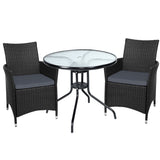 3pc Bistro Set with Table - PE Wicker with Cushion