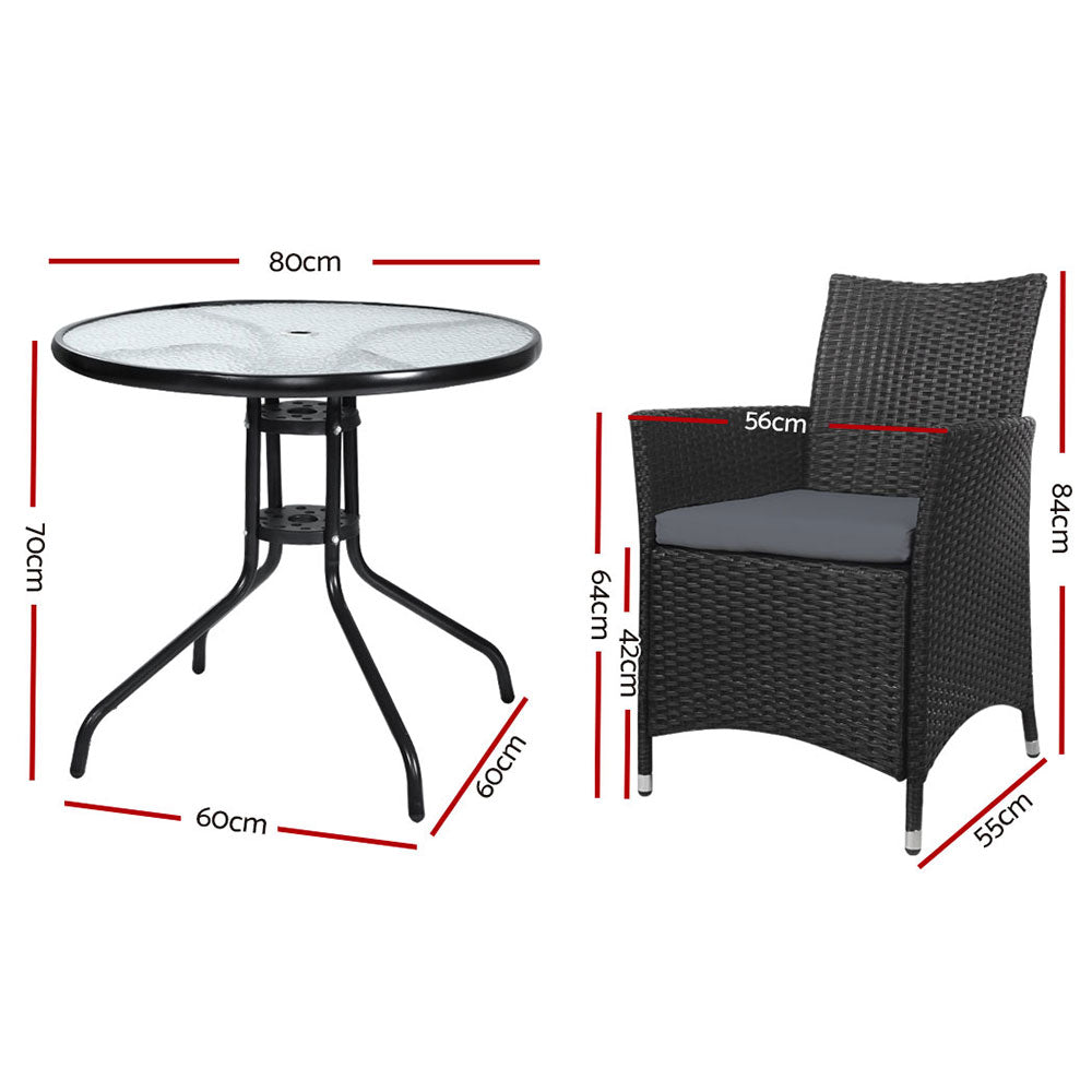 Black Bistro Set PE Wicker - The  Best Backyard