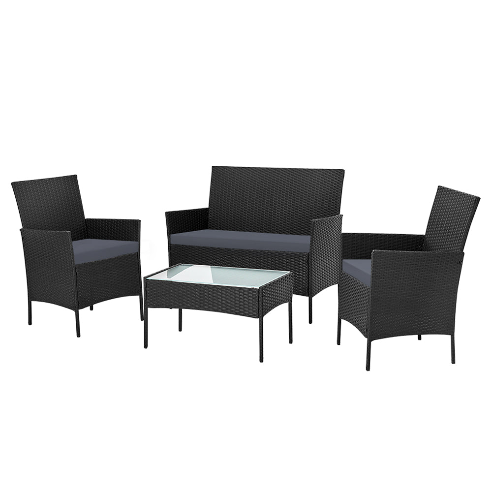 4-piece Outdoor Lounge Setting Black