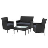 4-Piece Outdoor Lounge Setting - Black
