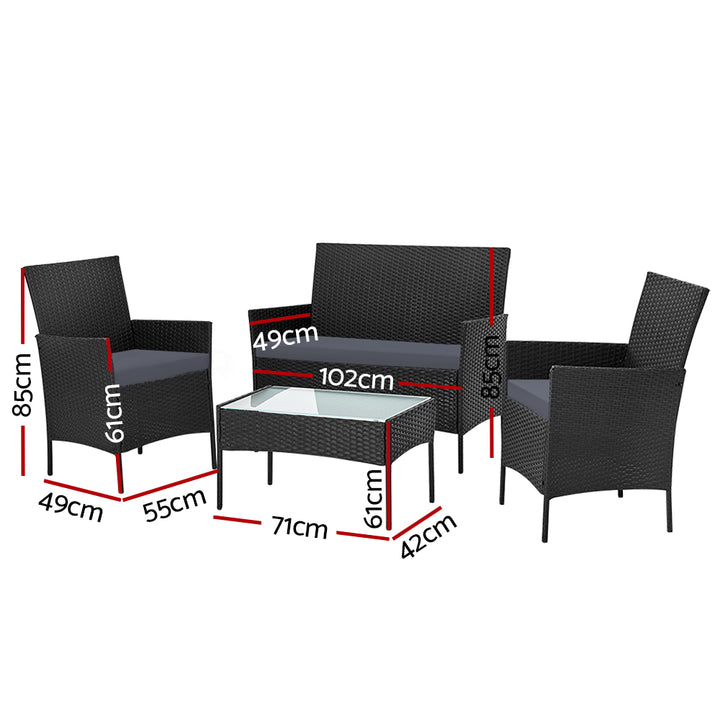 4-piece Outdoor Lounge Setting Black