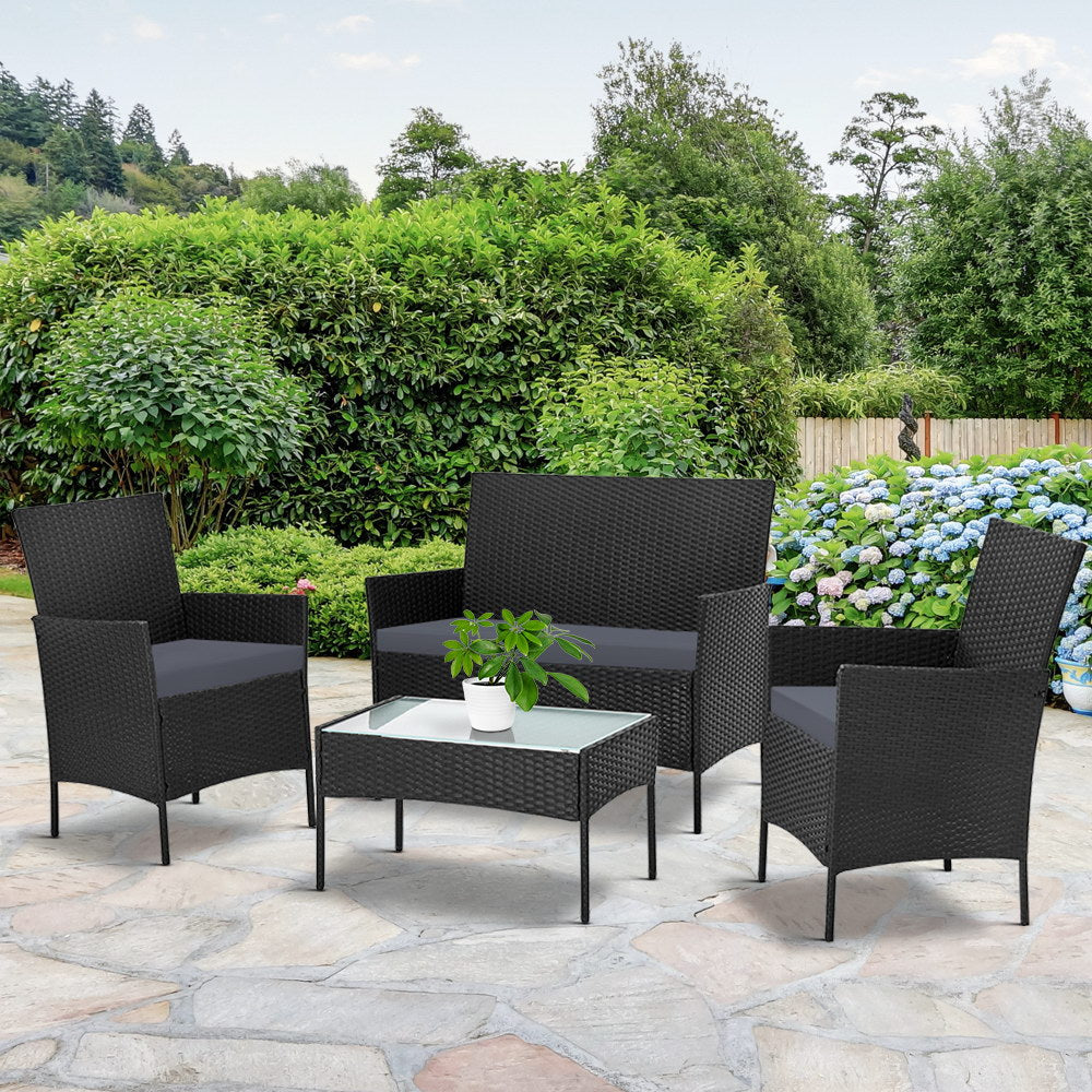 4-piece Outdoor Lounge Setting Black