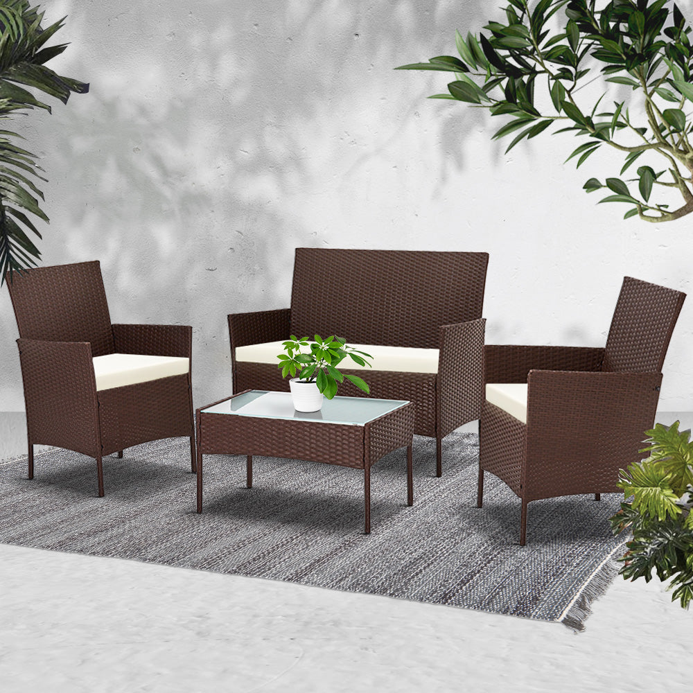 Lounge and Armchair Wicker Set with Side table - The  Best Backyard