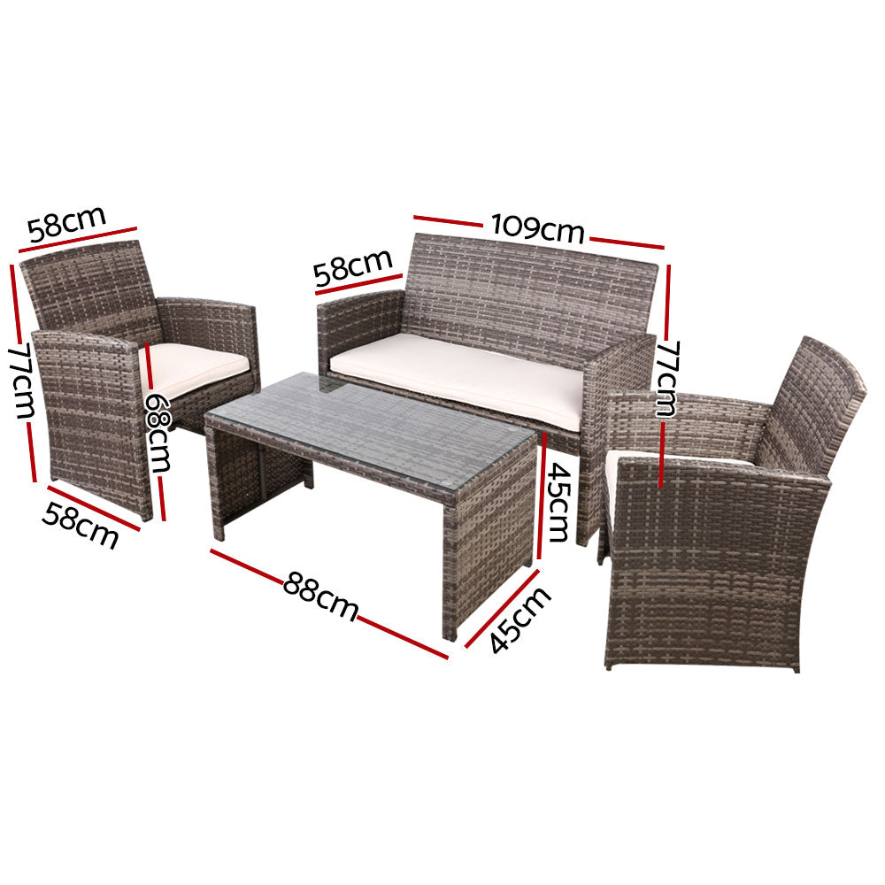 Outdoor Lounge Setting Wicker Sofa Set Storage Cover Mixed Grey - The  Best Backyard